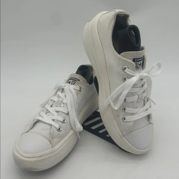 Chuck Taylor All Star Move White Classic Canvas Platform Lace up Women Size 9.5 - Picture 3 of 15